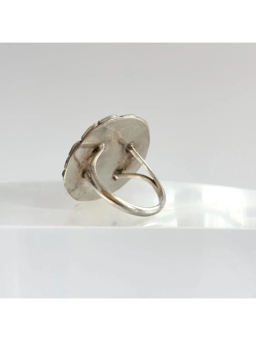 Mother of Pearl Southwest Style Sterling Silver 925 Vintage Ring - sz 7 - Picture 4 of 11